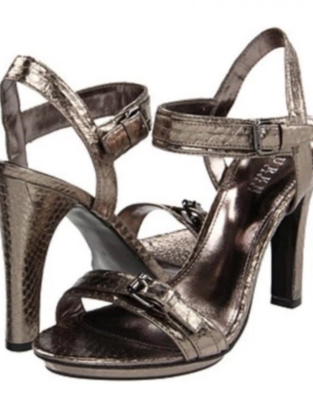 Lauren Ralph Lauren Hazel Leather Metallic Snakeskin Heels Size 7